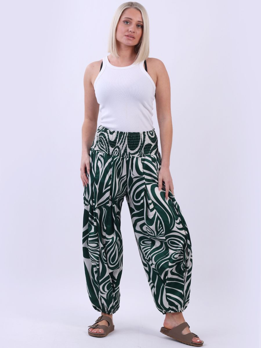 Abstract Print Smoked Harem Trouser
