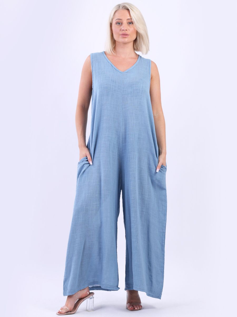 Sleeveless Cotton Tank Jumpsuit