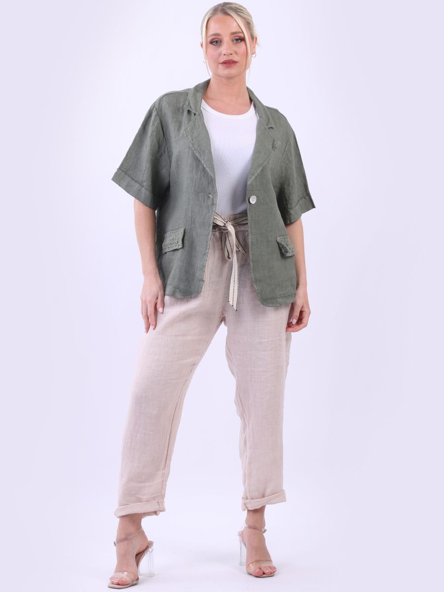 Linen Broderie Crop Jacket