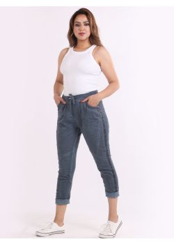 Italian Cold Wash Dye Denim Cotton Joggers
