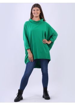 Plus Size Cotton Cowl Neck Batwing Baggy Oversized Top