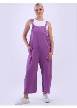 Italian Cotton Plain Wide Leg Dungaree