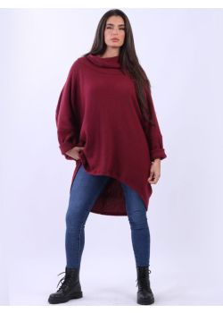 Plus Size Cowl Neck  Cotton Lagenlook Batwing Jumper