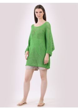 Italian Crochet Knit Star Batwing Slouch Layer Top