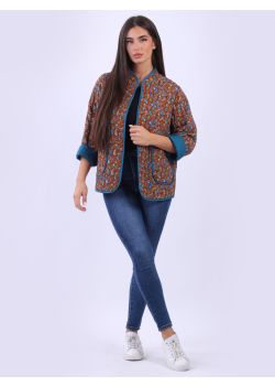 Made In Italy Ladies Floral Print  Lagenlook Bomber Jacket