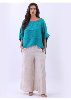 Plus Size Front Patches  Linen Lagenlook Top