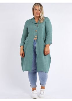 Plus Size Front Pockets & Buttons  Linen Lagenlook Jacket