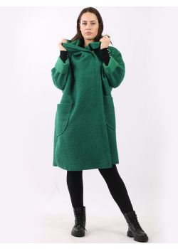 Italian Front Pockets Hooded Woolen Lagenlook Jacket