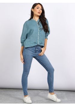 Italian Front Zip Linen Lagenlook Jacket