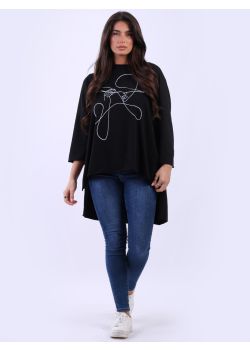 Italian Girl Face Sketch Lagenlook Women Cotton T-Shirt