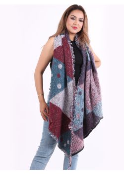 Italian Glittery Polka Dot Raw Edges Multicolor Scarf