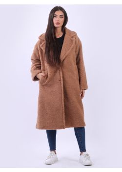 Plus Size Ladies Teddy Bear Lagenlook  Long Woolen Coat