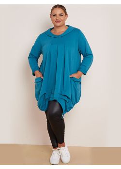 Plus Size Oversized Cotton Gathered Hem Lagenlook Tunic Top