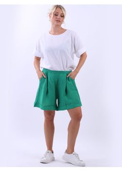 Plus Size Oversized Plain Linen Casual Short
