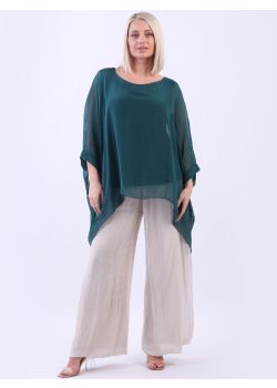 Italian Plain Batwing Silk Tunic Top