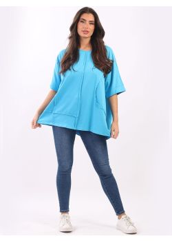 Italian Plain Cotton Lagenlook Casual Ladies T-Shirt