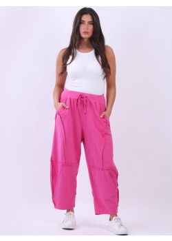 Italian Plain Loose Fit Cotton Casual Trouser