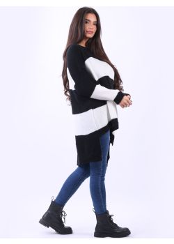 Plus Size Lagenlook Batwing Stripy Wool Knitted Jumper