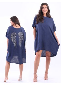 Italian Sequin Angel Wing Plain Linen Oversized Baggy Top