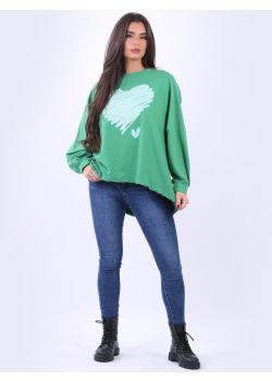 Italian Shimmery Heart Lagenlook Cotton Tunic T-Shirt