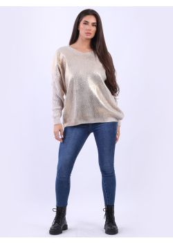 Plus Size Shimmery Knit  Lagenlook Woolen Top