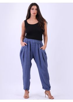 Italian Side Pocket Plain Linen Relaxed Fit Trouser
