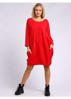 Plus Size Side Pockets Plain Cotton Lagenlook Dress