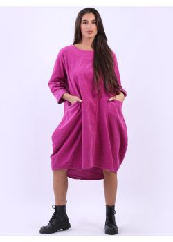 Plus Size Solid Cotton Corduroy Lagenlook  Dress