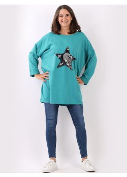 Plus Size Star Sequin Oversized Top