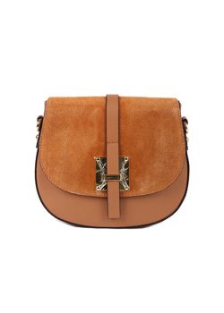 Italian Strap Tab Leather Saddle Bag