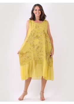 Italian Tie And Dye Linen Sleeveless Tunic Midi Tank Dress