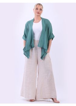 Italian Waterfall Style Plain Open Front Classy Linen Lagenlook Jacket