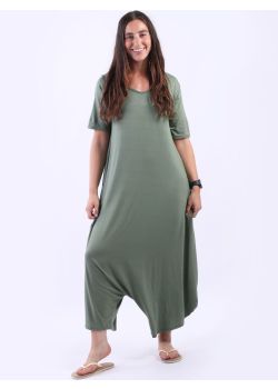 Plus Size Women Plain  Lagenlook Harem Jumpsuit