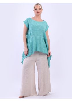 Made In Italy Dipped Sides Cotton Lagenlook Tunic Top