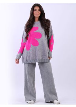 Plus Size Floral Oversized Lagenlook Wool Knitted Box Jumper