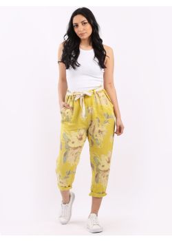 Made In Italy Floral Print Ladies Linen Trouser 