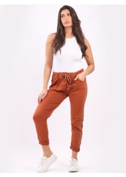 Made In Italy Ladies Plain Diamante Magic Pant