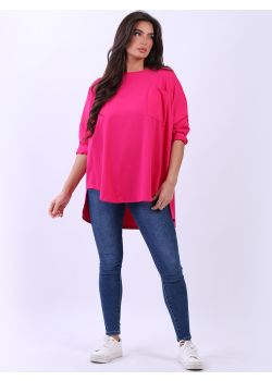 Made In Italy Ladies Solid Cotton Drop Shoulders Baggy T-Shirt