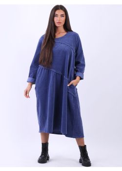 Plus Size Lagenlook Hopsack  Cotton Corduroy Dress
