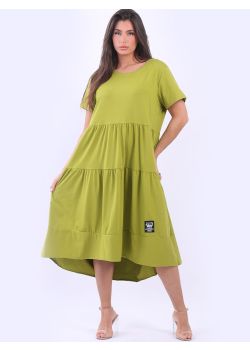 Plus Size Oversized Tiered Lagenlook Slouchy Cotton Dress