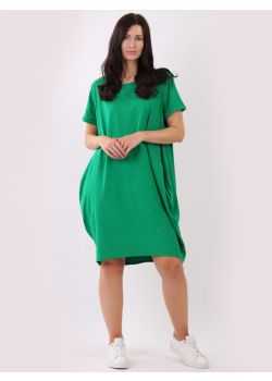 Plus Size Plain Cotton Classy Lagenlook Cocoon Dress