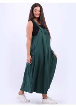 Plus Size Plain Cotton Ruched Ladies Suspender Dress