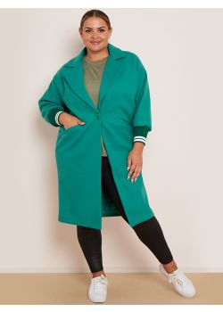 Plus Size Plain Front Pockets Lagenlook Oversized Duster Coat