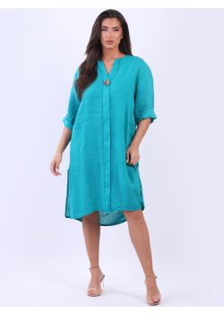 Made In Italy Plain Ladies Linen Lagenlook Dress