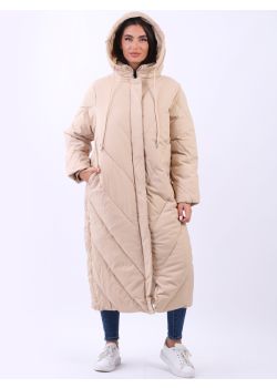 Plus Size Hooded Long Padded Puffer Jacket