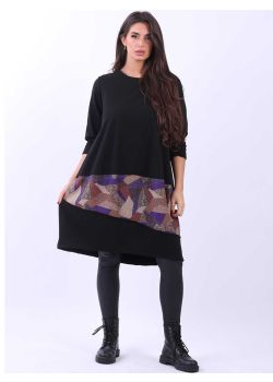 Plus Size Multicolor Panel Slouch Midi Dress