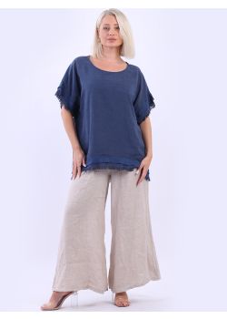 Made In Italy Raw Edges Solid Linen Lagenlook Box Top