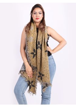 Made In Italy Sequin Star And Flower Motifs Woolen Scarf
