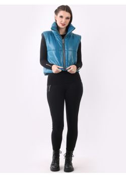 Made In Italy Sleeveless Parachute Puffer Cropped Bomber Vest