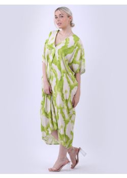 Plus Size Tie And Dye V-Neck  Baggy Kaftan